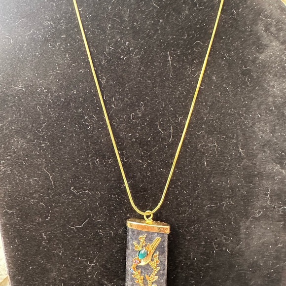 Goldstone Vintage Opal Bird Pendant Necklace 18" Gold Plated Multicolor - Picture 2 of 5